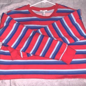 Rue21 Red & Blue Crop top striped sweater | Wmn size Large